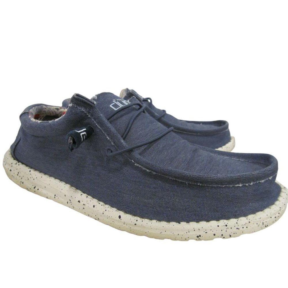 HEY DUDE In Box Mens Blue Wally Stretch SNEAKERS / SHOES Lace-Up Sz 11